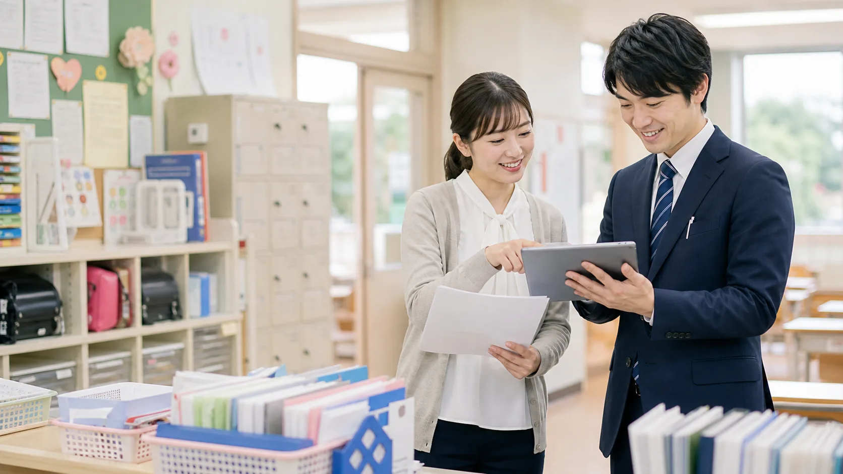 保護者提出書類・教材PDFの自動整理AIのイメージ