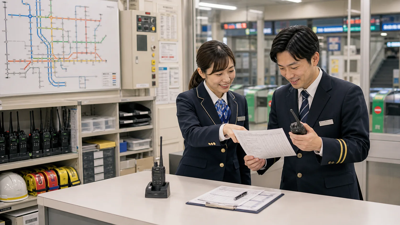 駅務資料・施設点検記録の自動整理AIのイメージ
