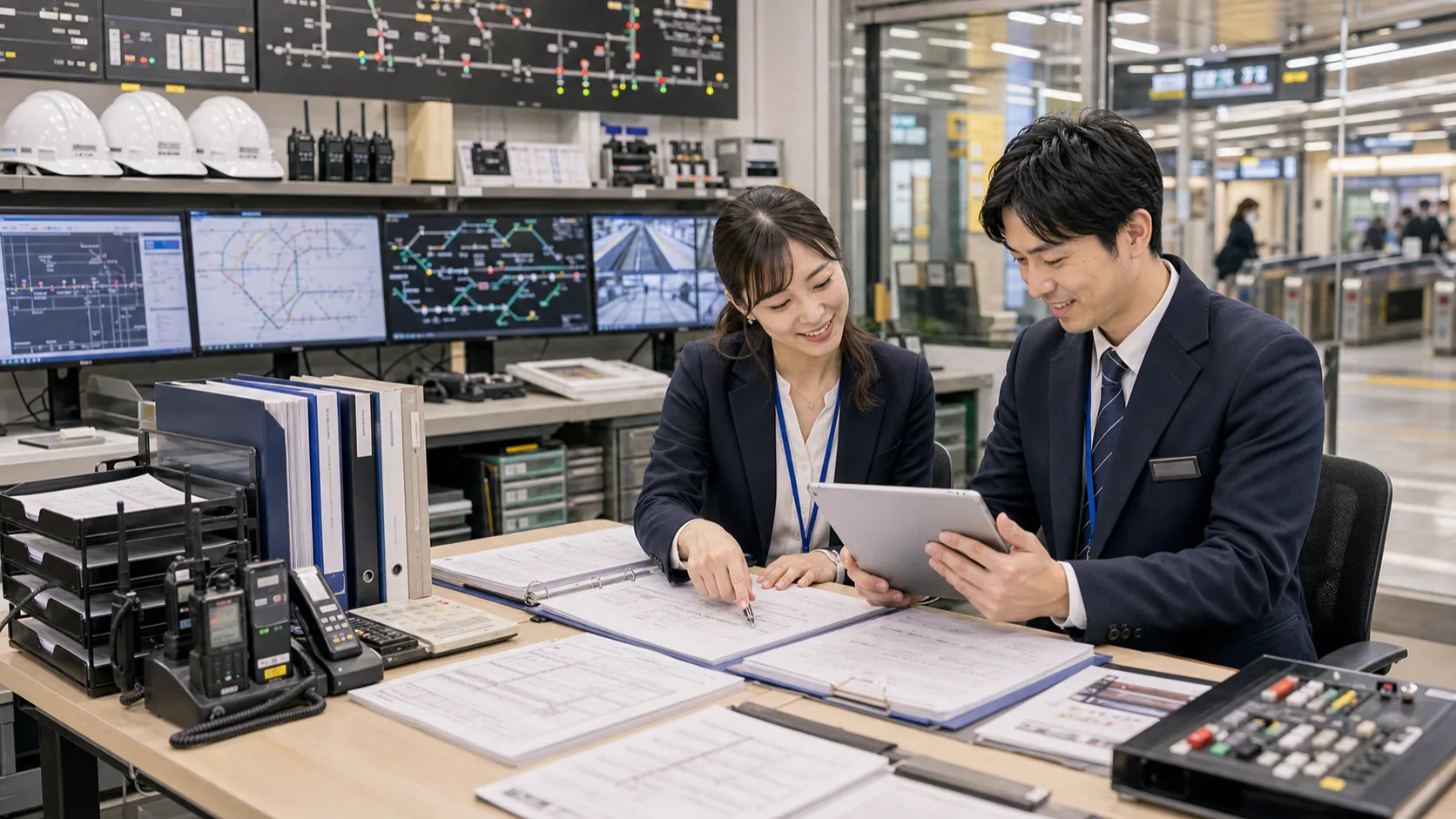 駅施設資料・点検記録の自動整理AIのイメージ